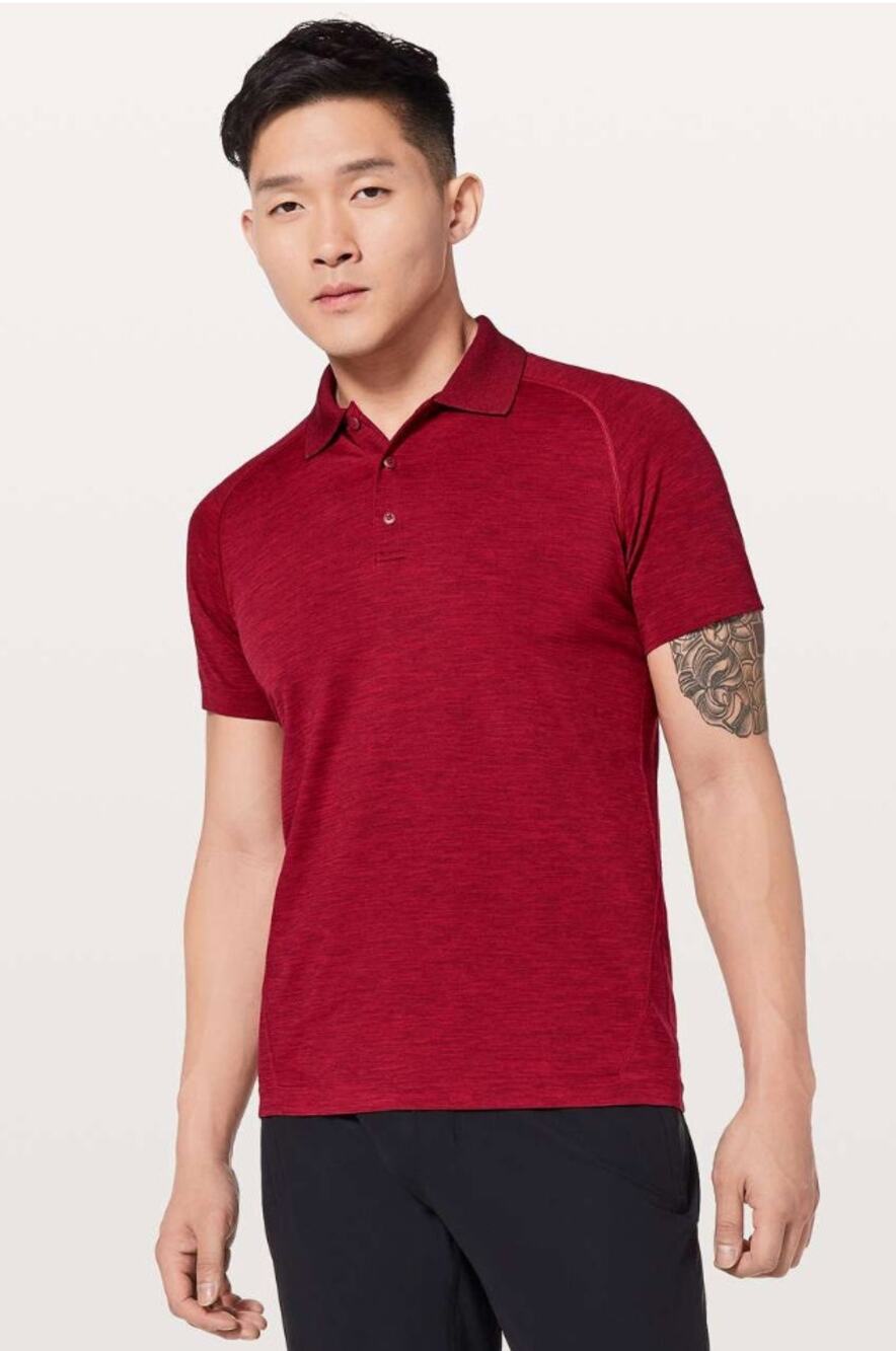 Men's Lululemon Deep Red Burgundy Metal Vent Tech Polo XL